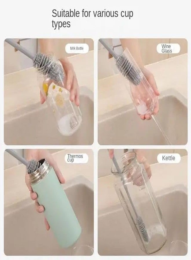 SILENT MONK فرشاة تنظيف الزجاجات DEEP Clean مكونة من قطعتين، مصنوعة من السيليكون الناعم بمقبض طويل، لتنظيف عميق لجميع أنواع الزجاجات والأكواب والأباريق. (2) - Image 3
