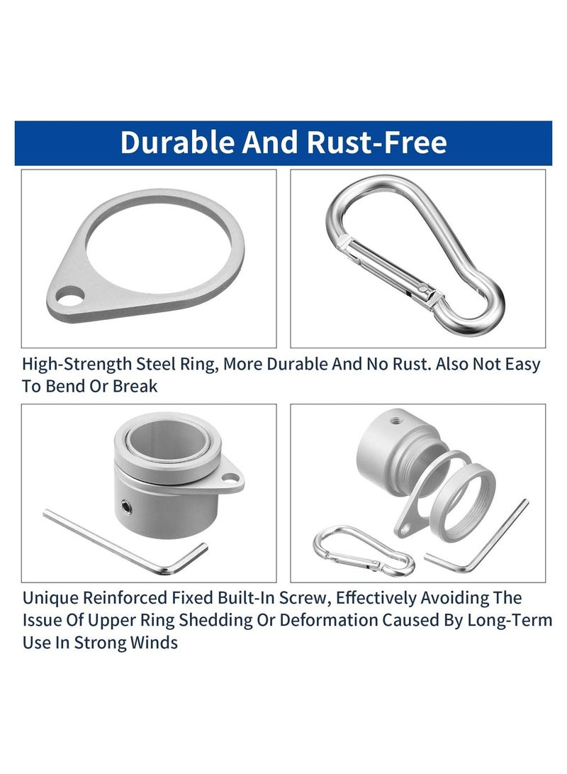SYOSI Pieces Flag Pole Rings Aluminum Alloy Mounting Rings 360 Degree Rotating Flagpole Anti Wrap Flag Pole with Clip Hook for 1 Inch Diameter Flag Pole Silver  - Image 2