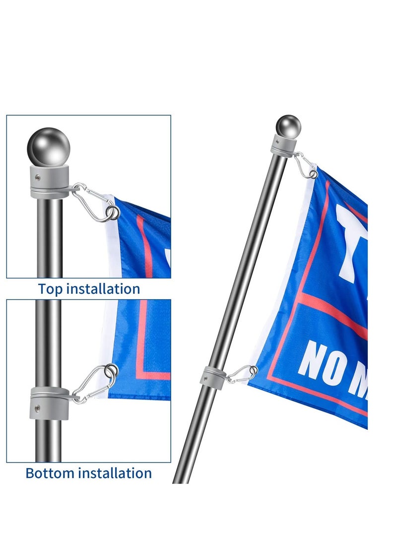 SYOSI Pieces Flag Pole Rings Aluminum Alloy Mounting Rings 360 Degree Rotating Flagpole Anti Wrap Flag Pole with Clip Hook for 1 Inch Diameter Flag Pole Silver  - Image 4
