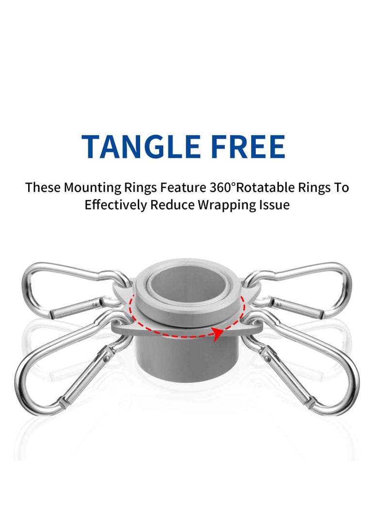 SYOSI Pieces Flag Pole Rings Aluminum Alloy Mounting Rings 360 Degree Rotating Flagpole Anti Wrap Flag Pole with Clip Hook for 1 Inch Diameter Flag Pole Silver  - Image 3