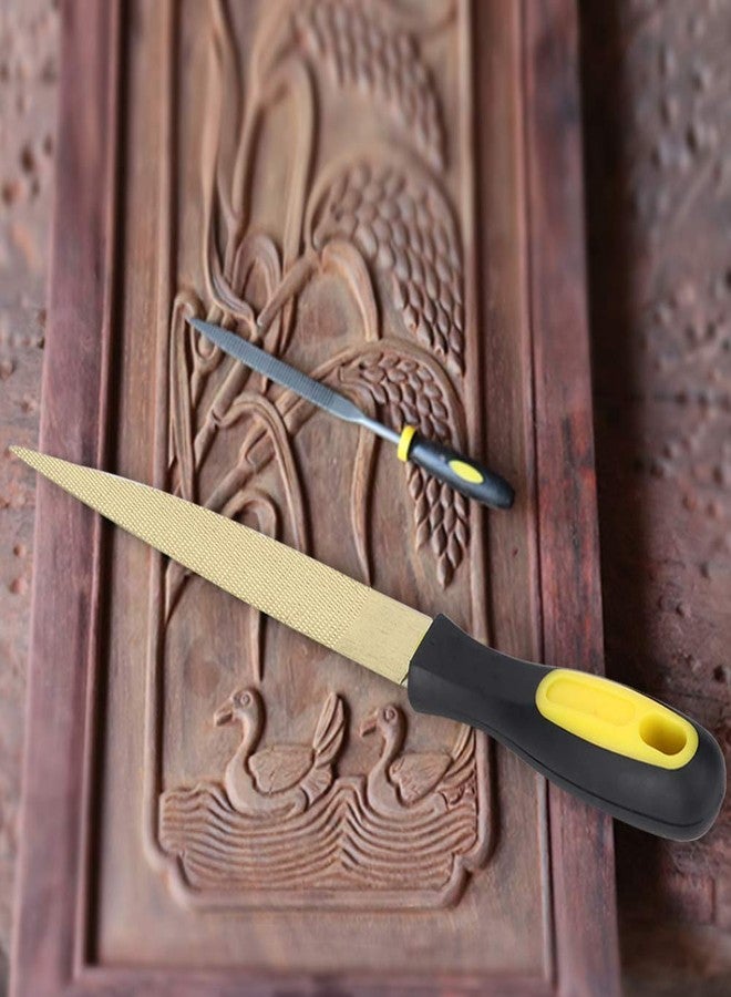 Haofy Wood Rasp File, Round Rasp, Half Round Hand Rasp, Premium Grade Carbon Steel Hand File, Golden Tapered Wood File Rasp DIY Craft Carpenter Woodworking Carving Tool(14in) - Image 2