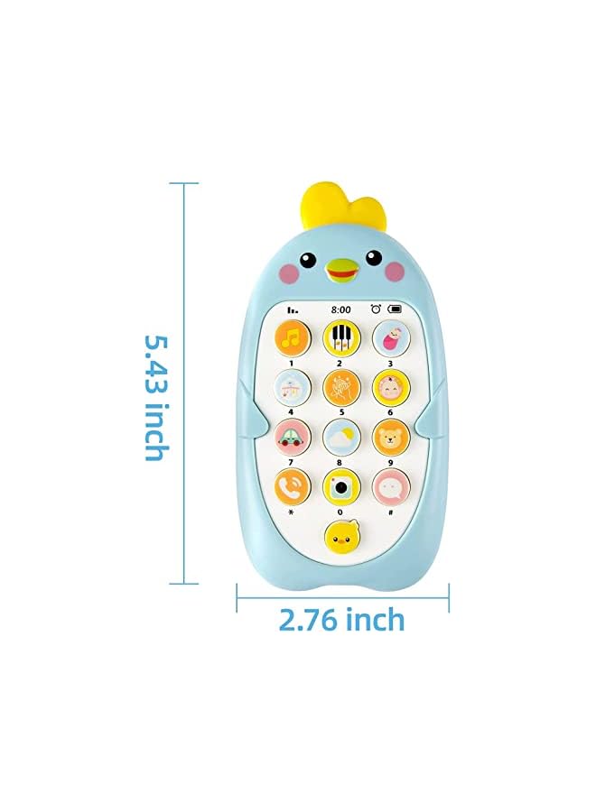 vesus Baby Musical Mobile Phone Toy with Light Music & Sounds Silicone Teether Baby Multifunctional Smartphone Toy, Early Learning Pretend Phone Toy for Babies Infants Toddlers, Boys and Girls (BLUE) - Image 2