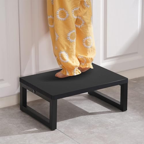 Craftsline Wooden Step Stools for Kids, Solid Portable Wooden Bedside Step Stool Adults Hold Up to 350 lb, One Step Foot Stool for Kitchen, Bedroom, Living Room, Bathroom (Black) - Image 4