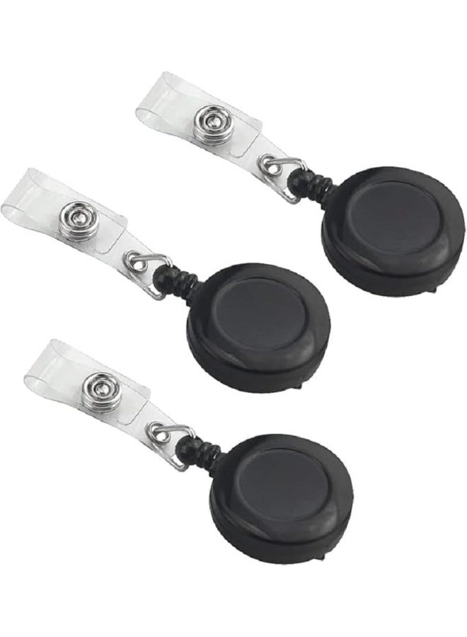 حامل شارة هوية قابل للسحب – تصميم متين مع غطاء بطاقة شفاف – مناسب للعمل والبطاقات الأمنية - – مثالي للموظفين والطلاب (اسود) - Image 1