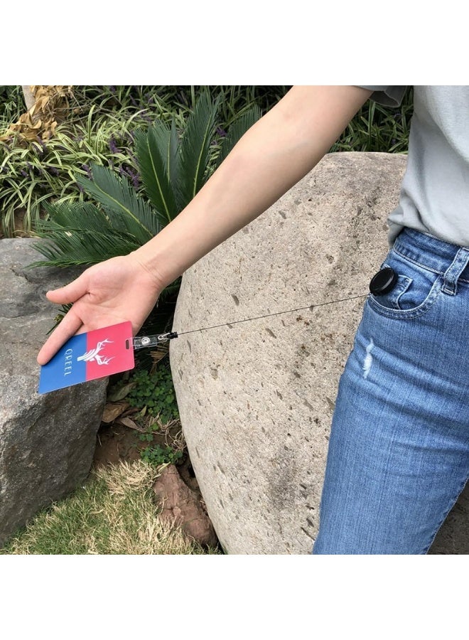 حامل شارة هوية قابل للسحب – تصميم متين مع غطاء بطاقة شفاف – مناسب للعمل والبطاقات الأمنية - – مثالي للموظفين والطلاب (اسود) - Image 2