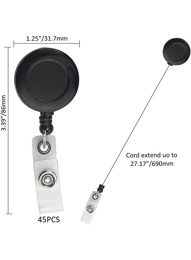 حامل شارة هوية قابل للسحب – تصميم متين مع غطاء بطاقة شفاف – مناسب للعمل والبطاقات الأمنية - – مثالي للموظفين والطلاب (اسود) - Image 3