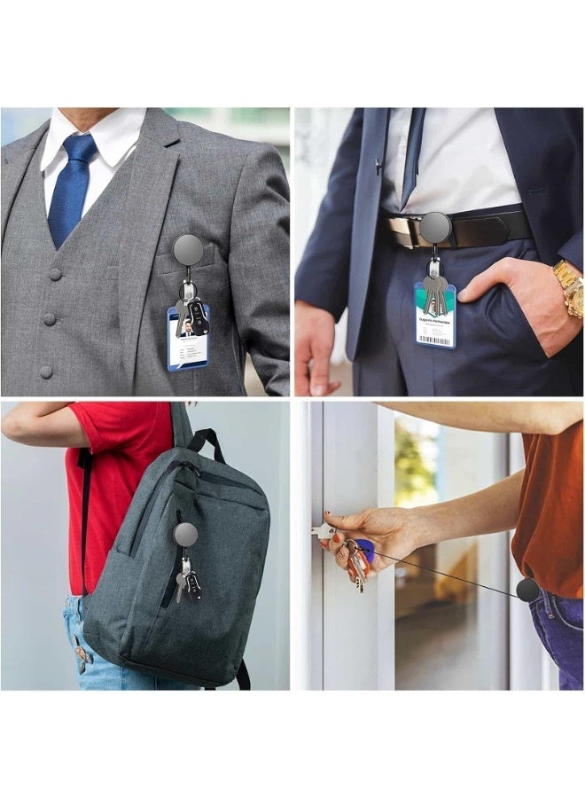 حامل شارة هوية قابل للسحب – تصميم متين مع غطاء بطاقة شفاف – مناسب للعمل والبطاقات الأمنية - – مثالي للموظفين والطلاب (اسود) - Image 4