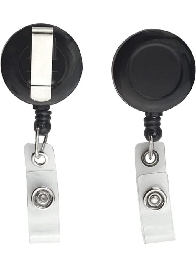 حامل شارة هوية قابل للسحب – تصميم متين مع غطاء بطاقة شفاف – مناسب للعمل والبطاقات الأمنية - – مثالي للموظفين والطلاب (اسود) - Image 5