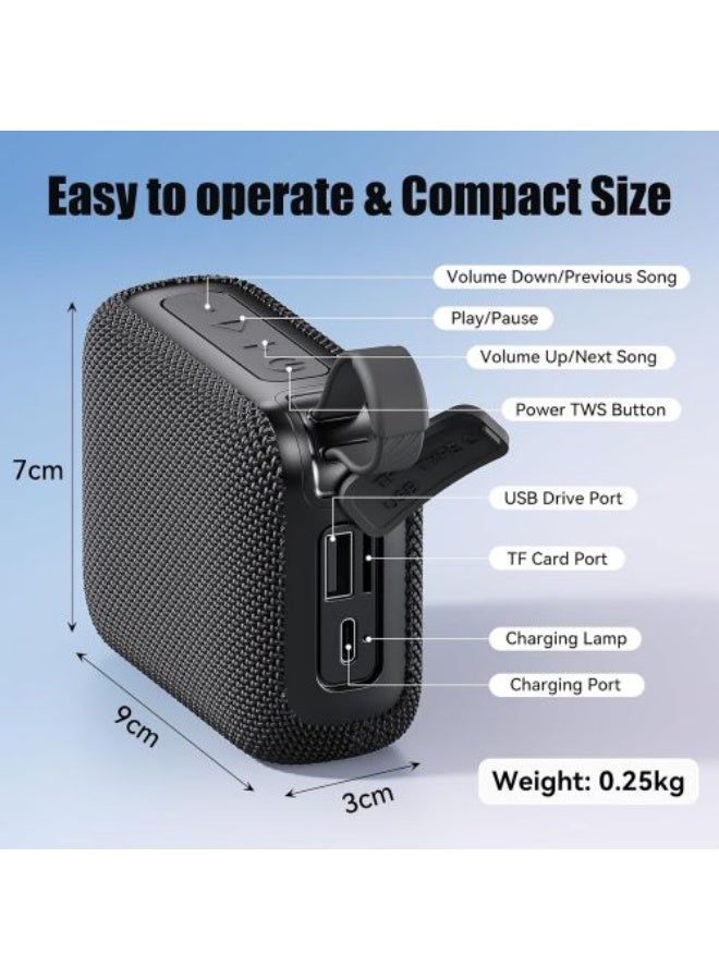 Modio D203 Portable Wireless Bluetooth Speaker with Carrying Clip/Hook | Compact Design, Deep Bass Sound for Travel, Outdoor & Home - Image 2