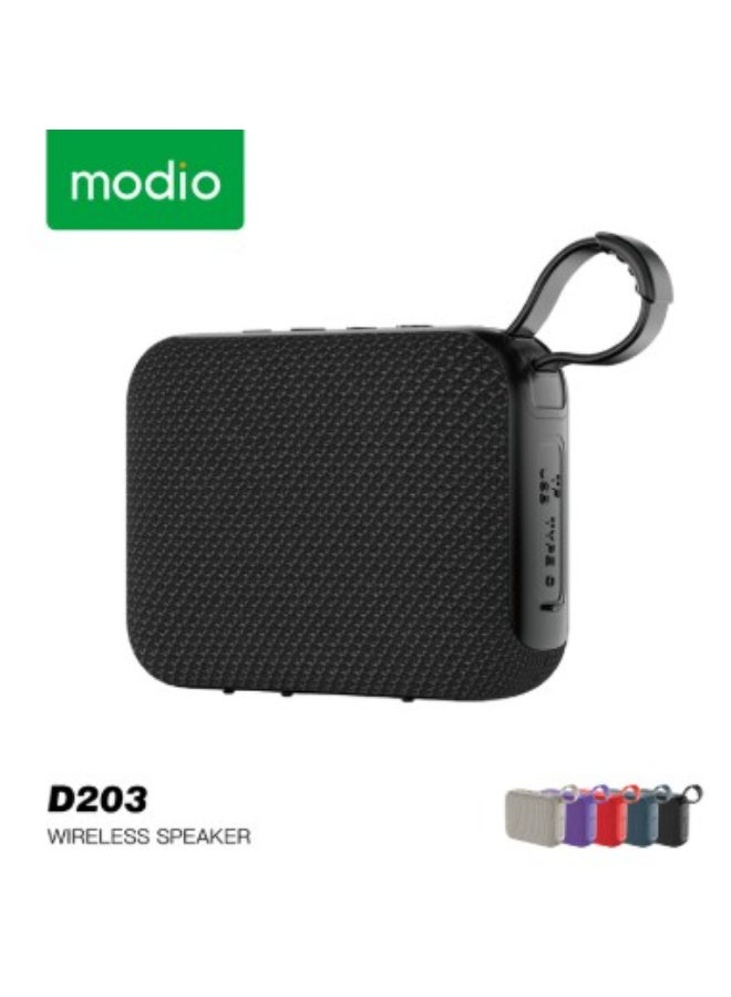Modio D203 Portable Wireless Bluetooth Speaker with Carrying Clip/Hook | Compact Design, Deep Bass Sound for Travel, Outdoor & Home - Image 1