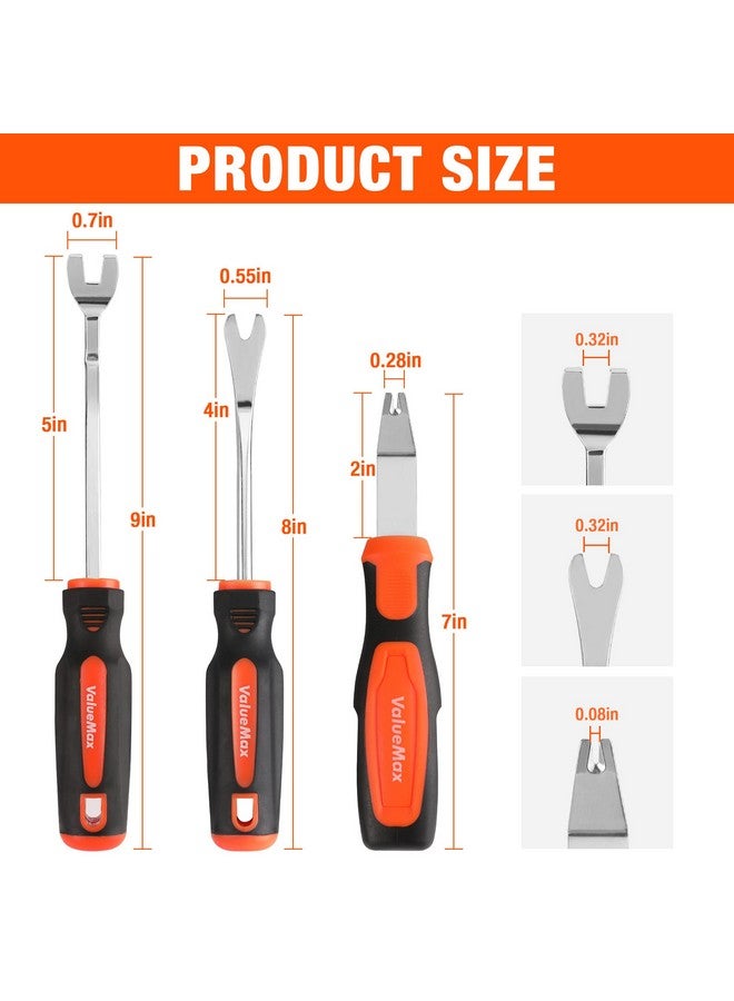 Valuemax 3Pcs Trim Removal Tool And Staple Remover Set, Heavy Duty Pry Tool Clip Removal Tool Staple Puller, Upholstery Tools For Removing Staples, Tacks, Auto Clip Fasteners, Door Panel, Dashboard - Image 2
