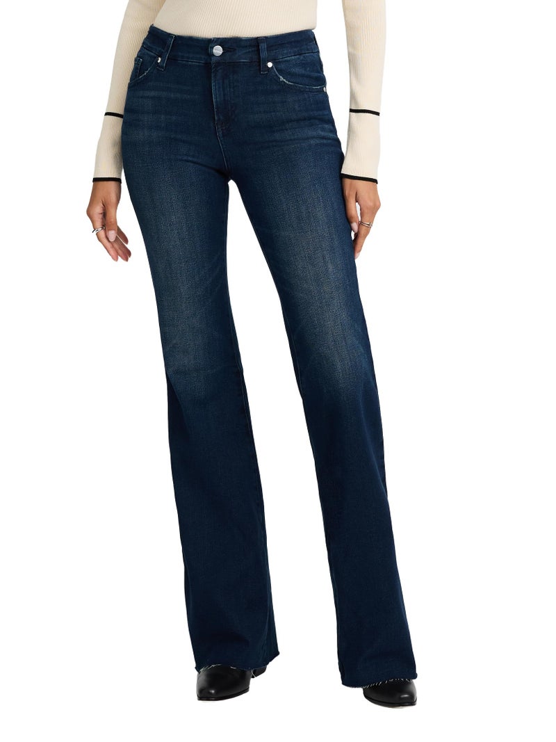 EXPRESS Womenâ€™s FlexX Jeans â€“ Mid Rise â€™70s-Inspired Stretch Flare Denim with Expanding Waistband and Comfortable Sculpt Fi - Image 1