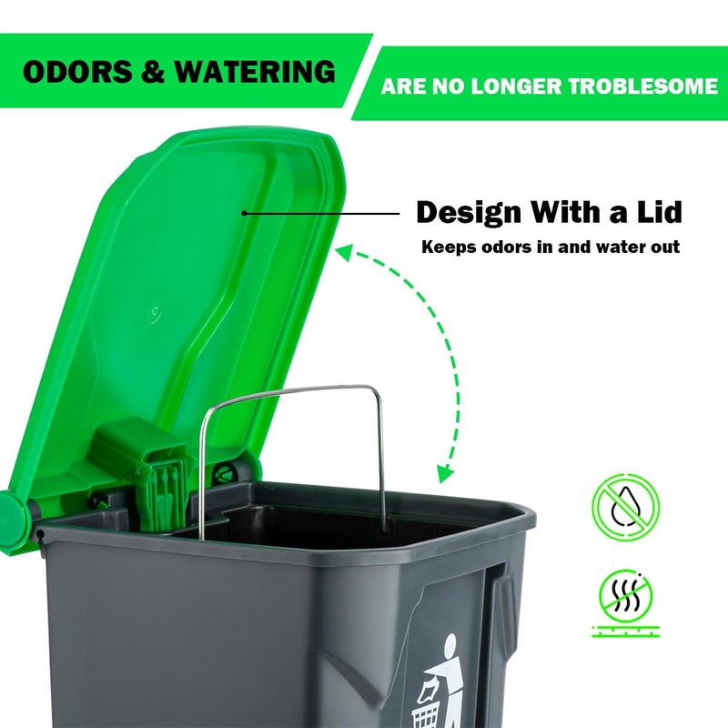 MXF Pooper Scooper Set - 28" Dog Pooper Scooper & Long Handle Stainless Metal Tray&Rake, 15 Litre Step Dog Poop Trash Can w/Removable Inner Bucket, 20 Waste Bags for Outdoors - Image 3