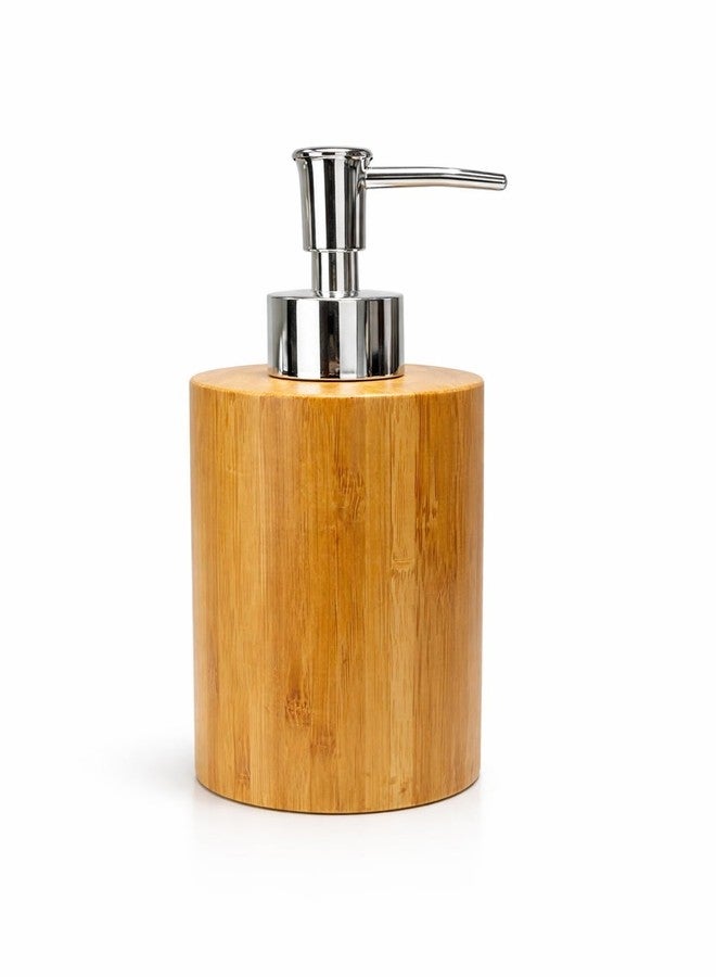 TeraaBliss Bamboo Soap Dispenser (Round & Square Design) with Stainless Steel Pump | Eco-Friendly Refillable Liquid Soap Dispenser for Bathroom & Kitchen | Durable Lotion Dispenser (Round Dispenser) - Image 1