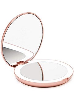 Fancii Fancii LED Lighted Travel Makeup Mirror, 1x/10x Magnification - Daylight LED, Compact, Portable, Large 5" Wide Illuminated Folding Mirror (Lumi) Rose Gold  - Image 4
