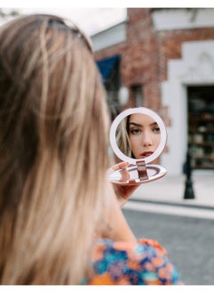 Fancii Fancii LED Lighted Travel Makeup Mirror, 1x/10x Magnification - Daylight LED, Compact, Portable, Large 5" Wide Illuminated Folding Mirror (Lumi) Rose Gold  - Image 5