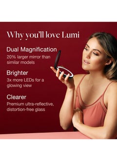 Fancii Fancii LED Lighted Travel Makeup Mirror, 1x/10x Magnification - Daylight LED, Compact, Portable, Large 5" Wide Illuminated Folding Mirror (Lumi) Rose Gold  - Image 2