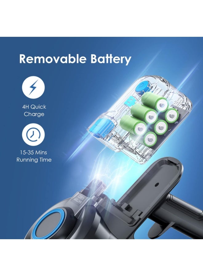 Oraimo Cordless Stick Vacuum Cleaner – 6-in-1 Lightweight Design, 35-Min Runtime, Detachable Battery, Self-Standing, LED Floor Head, Powerful Suction for Hardwood, Carpet, Marble & Tile 160 W OSV-102B Silver Blue - Image 5