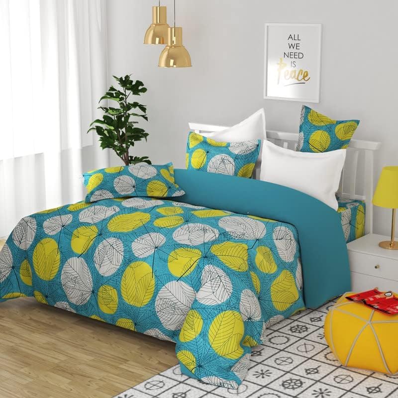 BSB بي إس بي هوم® شراشف سرير مزدوج ميكروفايبر 160 TC مزخرفة بتصميم زجزاج مع 2 غطاء وسادة بحجم كينغ، (90X90 بوصة، 7 × 7.5 قدم، أزرق ورمادي) - Image 2