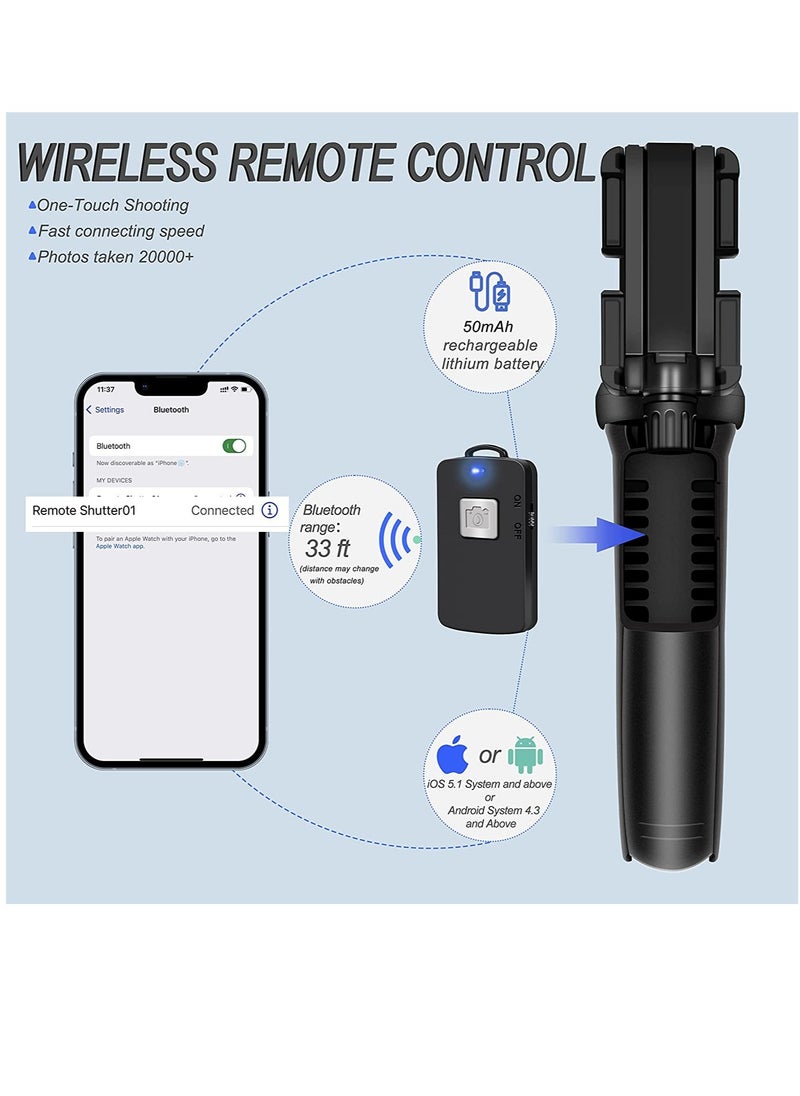 ELTRAZONE - Selfie Stick, 40 inch Extendable Selfie Stick Tripod,Phone Tripod with Wireless Remote Shutter Compatible with iPhone 12 11 pro Xs Max Xr X 8Plus 7 - Image 1