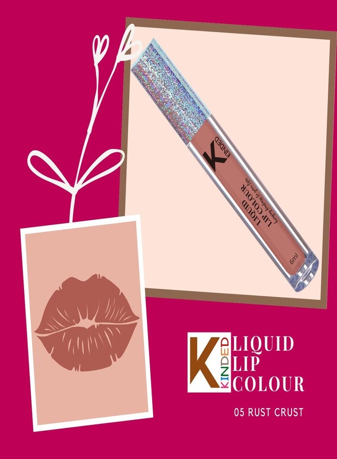 KINDED Liquid Lip Colour Vitamin E Enriched No Transfer Waterproof Long Stay Lipsticks Lip Gloss Set for Girls Women (Pack of 2, 6 ml each, Matte Finish, Shades Vermilion Red & Rust Crust) - Image 5