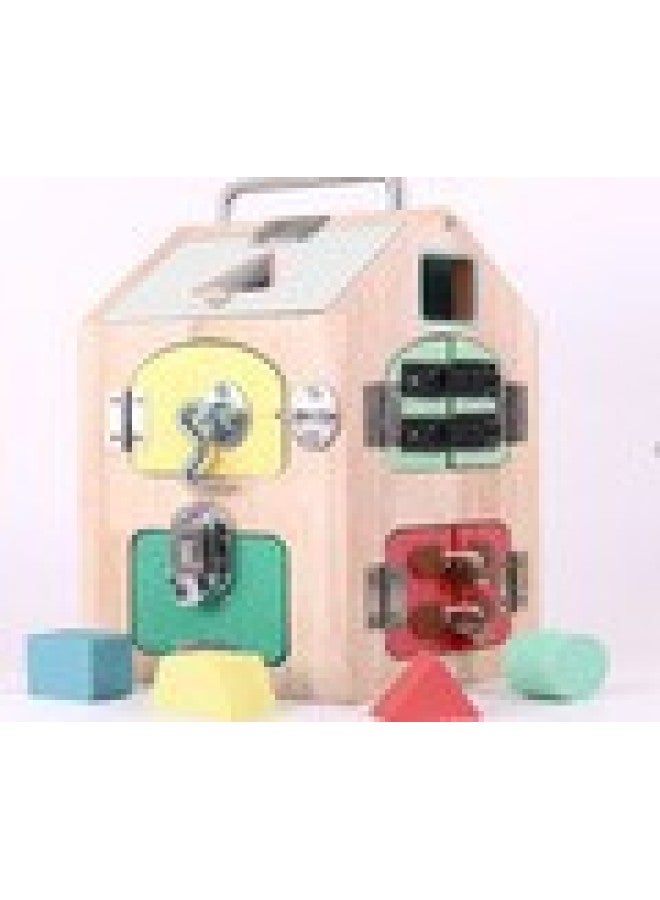 Children's Hexahedral Multifunctional Montessori Busy Board Early Childhood Indoor Fun Training Organization Unlock Educational Toys-Color:SY-Discovery House - Image 1