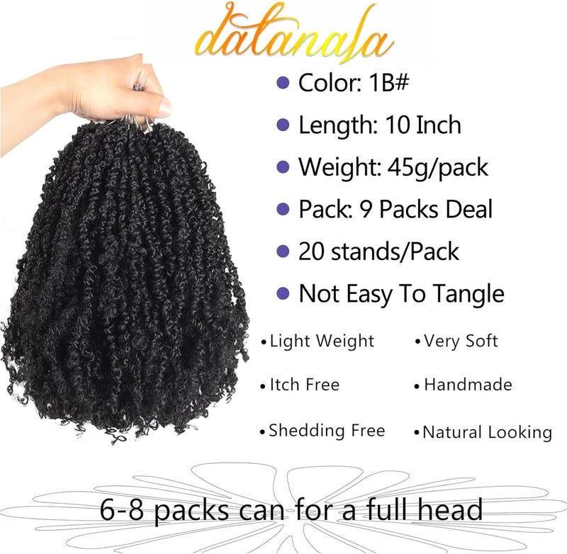 datanala Yanky Braids Crochet Braiding Hair 10" 9 Bundles Crochet Hair With Curls Micro Spring Braids Crochet Hair Pre-looped Curly Crochet Braids Hair Extensions Pair - Image 2
