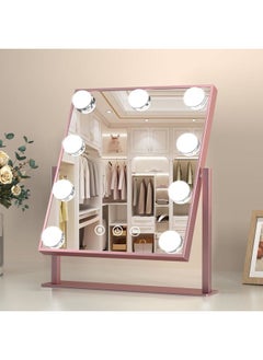 COSMIRROR Vanity Makeup Mirror with Lights, Hollywood Large Mirror with Lights, Lighted Vanity Mirror with 9 Dimmable Bulbs & 3 Color Modes,Touch Control Tabletop Makeup Mirror 360°Rotation  - Image 1