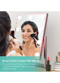 COSMIRROR Vanity Makeup Mirror with Lights, Hollywood Large Mirror with Lights, Lighted Vanity Mirror with 9 Dimmable Bulbs & 3 Color Modes,Touch Control Tabletop Makeup Mirror 360°Rotation  - Image 3