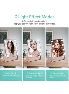 COSMIRROR Vanity Makeup Mirror with Lights, Hollywood Large Mirror with Lights, Lighted Vanity Mirror with 9 Dimmable Bulbs & 3 Color Modes,Touch Control Tabletop Makeup Mirror 360°Rotation  - Image 5
