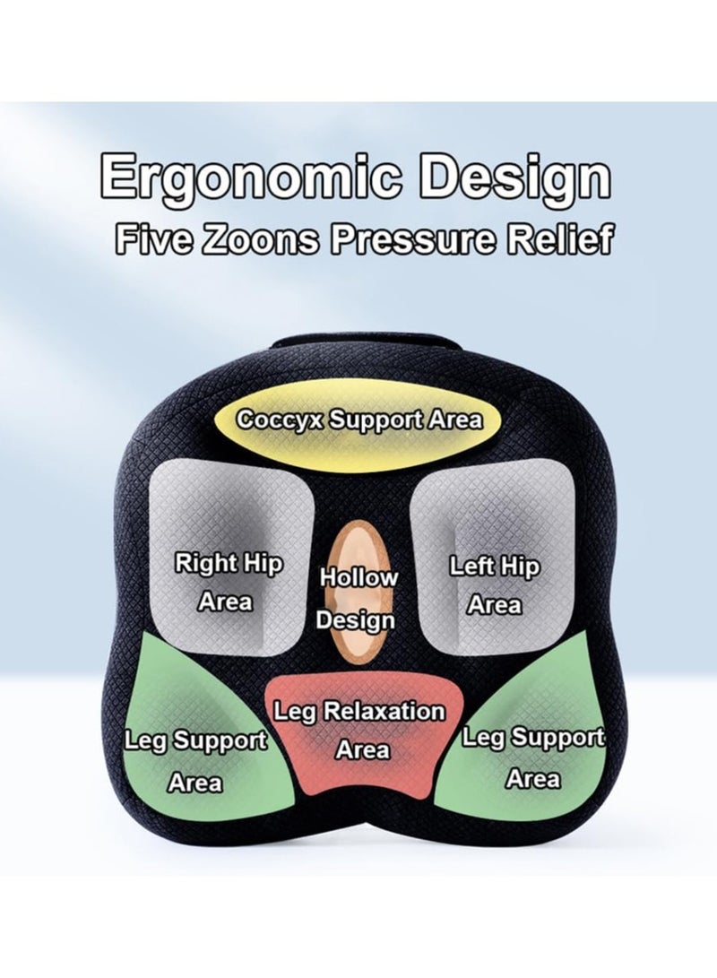 SYOSI Seat Cushion for Office, Car Booster Seat for Adults, Hollow Curved Chair Cushion That Doesn’t Make You Tired After Sitting For A Long Time,  for Back, Tailbone, Sciatica Pain Relief - Image 4