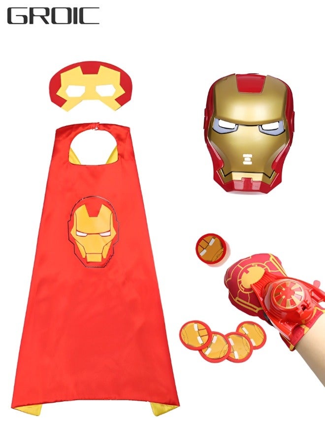 GROIC Superhero Launcher Toy Set, Ironrman Costume Set，Superhero Costume Set, Superhero Cape and LED Mask,  Launcher Toy Gift for Kids - Image 1