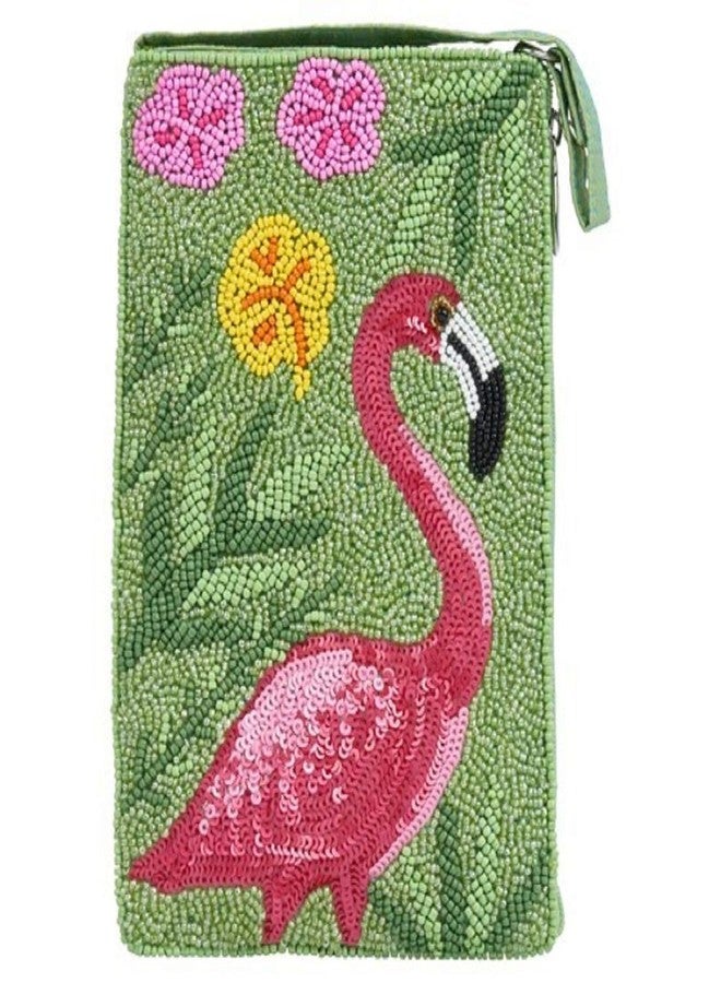 Bamboo Trading Company Flamingo Cell Phone or Club Bag with a separate, secure side zip pocket for cash and credit cards, 7-inch Height, Multicolor