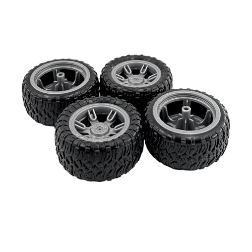 URIMPAVIDO 4PCS Toy Car Wheel 60mm Toy Car Rubber Tire Wheels with Shaft Round Rod Axles for RC Car Truck Robot DIY Model Toy Parts - Image 5