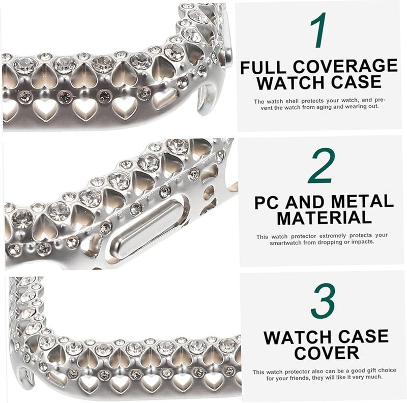 Artibetter Bling Diamond Detachable Watch Case Protector Lightweight Scratch Resistant Silver - Image 5