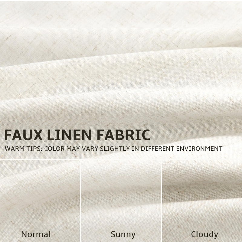 Naturoom Natural Pinch Pleated Linen 100% Blackout Curtains 84 Inches Long 2 Panels for Bedroom Living Room Darkening Thermal Insulated Cream Drapes Boho Neutral Back Tab Pinch Pleat Lined Window Curtain 7Ft - Image 5