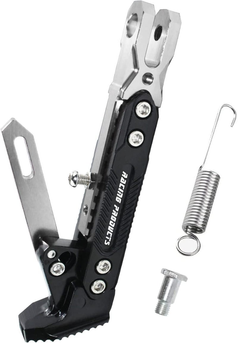 Adsspro Universal Motorcycle Kickstand Accessories Motor Scooter Modified CNC Aluminum Alloy Adjustable Tripod Holder Kickstand Foot Side Support Stand Motor Scooter Motorbike Motocross Dit Pit Bike - Image 1