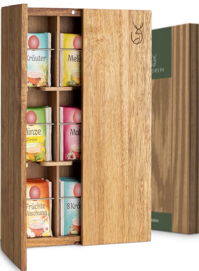 WALDWERK Tea Storage Organizer (9 Compartments) - Tea Organizer Made of Solid Acacia Wood - Tea Box with Wall Mounting Option - Tea Organizer and Storage - Tea Bag Holder - Plastic Free Tea Holder - Image 1
