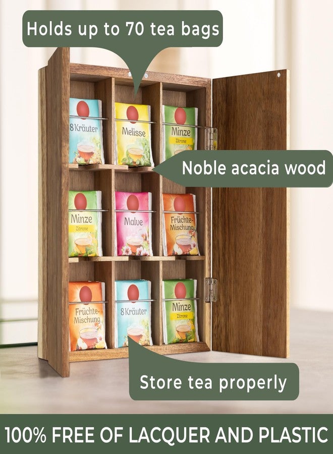 WALDWERK Tea Storage Organizer (9 Compartments) - Tea Organizer Made of Solid Acacia Wood - Tea Box with Wall Mounting Option - Tea Organizer and Storage - Tea Bag Holder - Plastic Free Tea Holder - Image 3