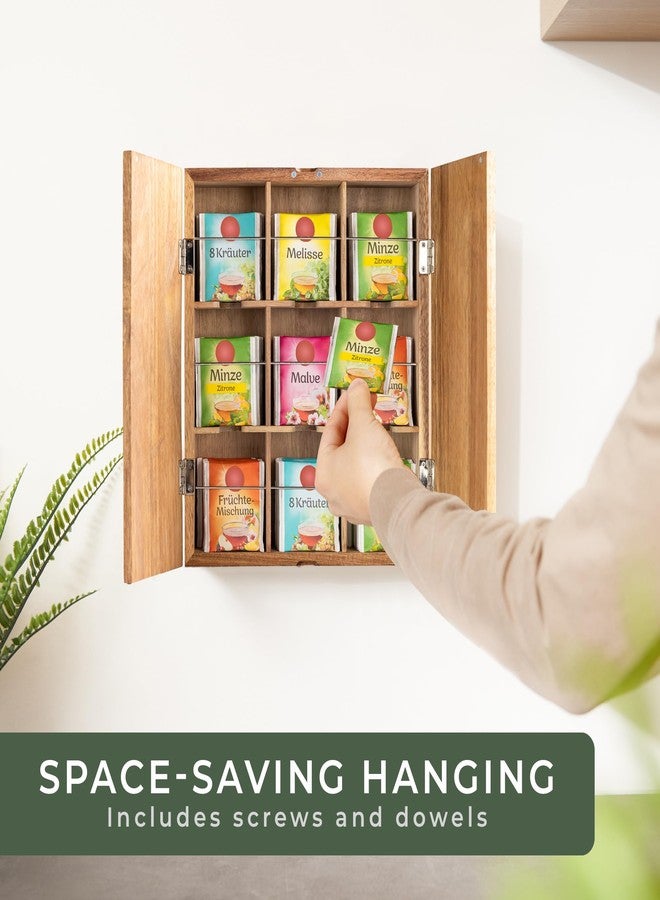 WALDWERK Tea Storage Organizer (9 Compartments) - Tea Organizer Made of Solid Acacia Wood - Tea Box with Wall Mounting Option - Tea Organizer and Storage - Tea Bag Holder - Plastic Free Tea Holder - Image 2