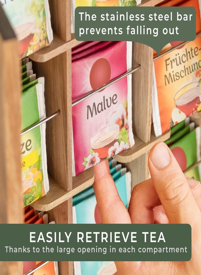 WALDWERK Tea Storage Organizer (9 Compartments) - Tea Organizer Made of Solid Acacia Wood - Tea Box with Wall Mounting Option - Tea Organizer and Storage - Tea Bag Holder - Plastic Free Tea Holder - Image 4