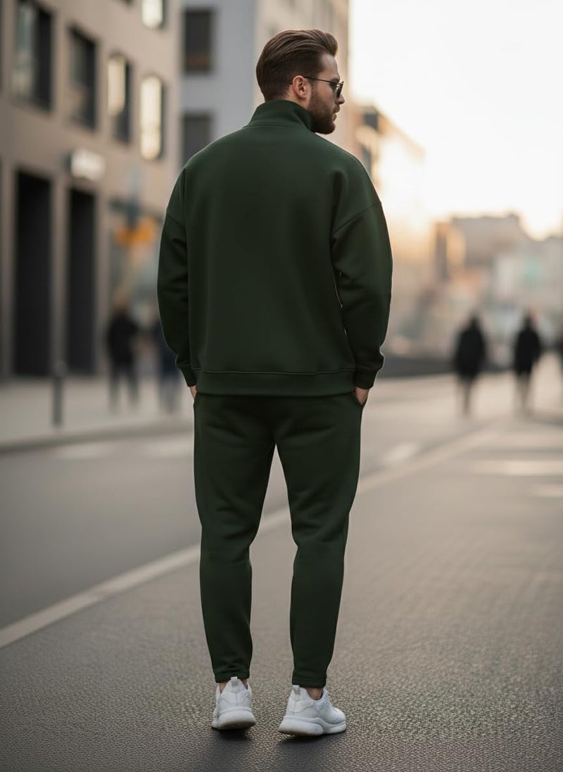 Mack Jonney Solid Half Zipper Track Suit for men | Co-ord Set | Warm Fleece Tracksuit Set | Full Sleeve Sweatshirt-M6182 - Image 4