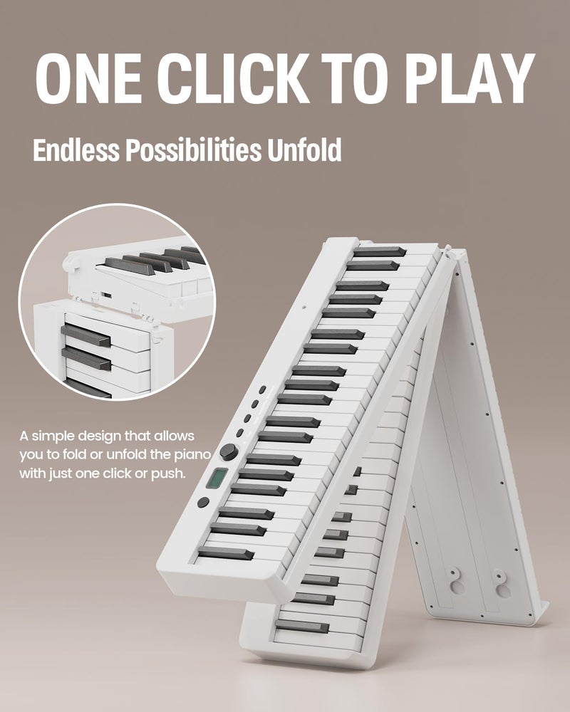 Finger Dance Folding Piano Keyboard 88 Keys, Portable Electric Keyboard with Bluetooth MIDI, Full Size Digital Piano, Wood Grain, Semi-Weighted, Touch Sensitive, with Storage Bag for Beginner - Image 2