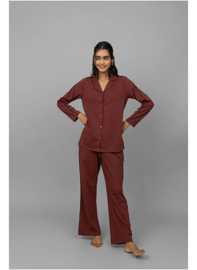 نسيسيرا Ruby Button Down Piping Pajama Set