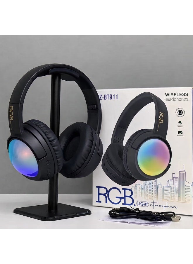 RGB Bluetooth Headphones Wireless LED Gaming Headset High Bass - Image 2