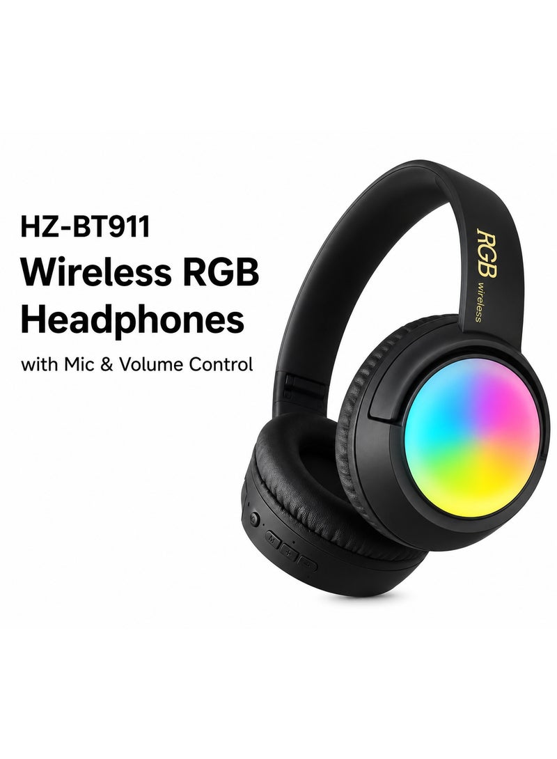 RGB Bluetooth Headphones Wireless LED Gaming Headset High Bass - Image 1