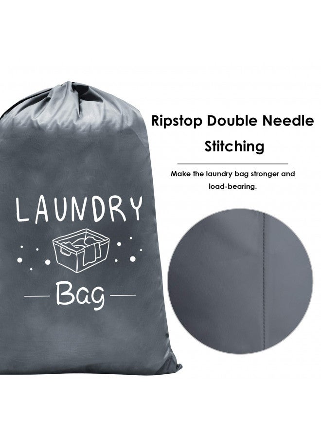 PASHOP 2 Pack Extra Large Travel Laundry Bags, Heavy Duty Camp Laundry Bag, Rip-Stop Machine Washable Dirty Clothes Organizer Bag with Drawstring Closure (Green+Grey, 24"*36")  - Image 1