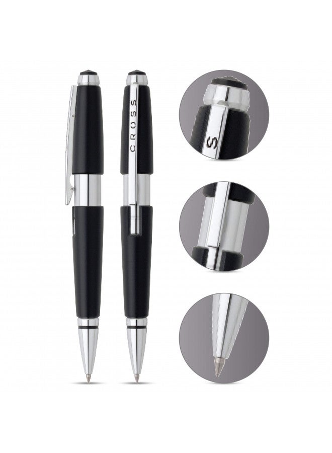 Cross قلم جيل كروس إيدج، قابل للسحب، متوسط 0.7 مم، حبر أسود، أسطوانة سوداء - Image 2