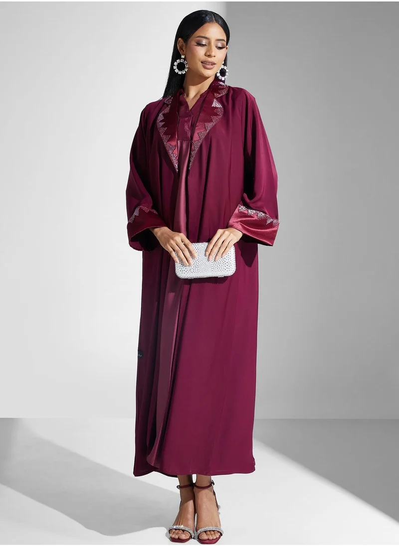 Meem by Mariyah Embellished Tiered Abaya
