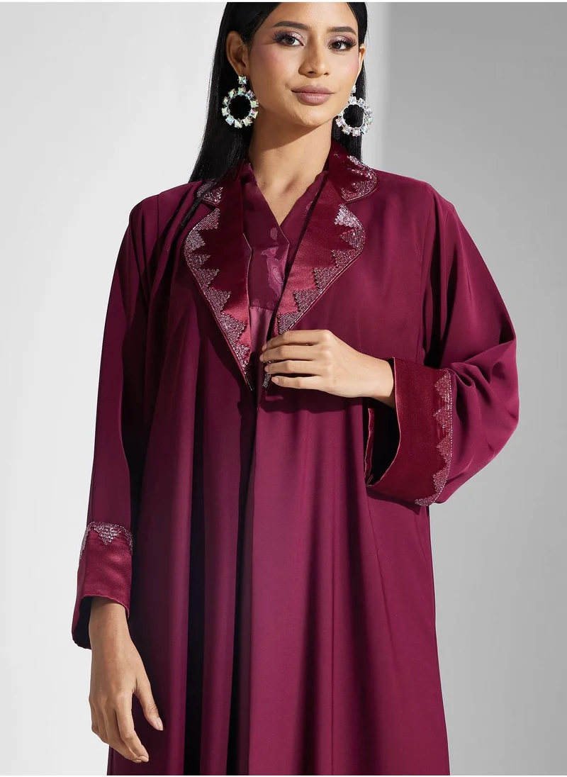 Meem by Mariyah Embellished Tiered Abaya